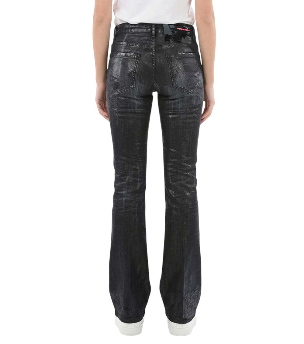 Black Flared Mid Rise Jeans 2