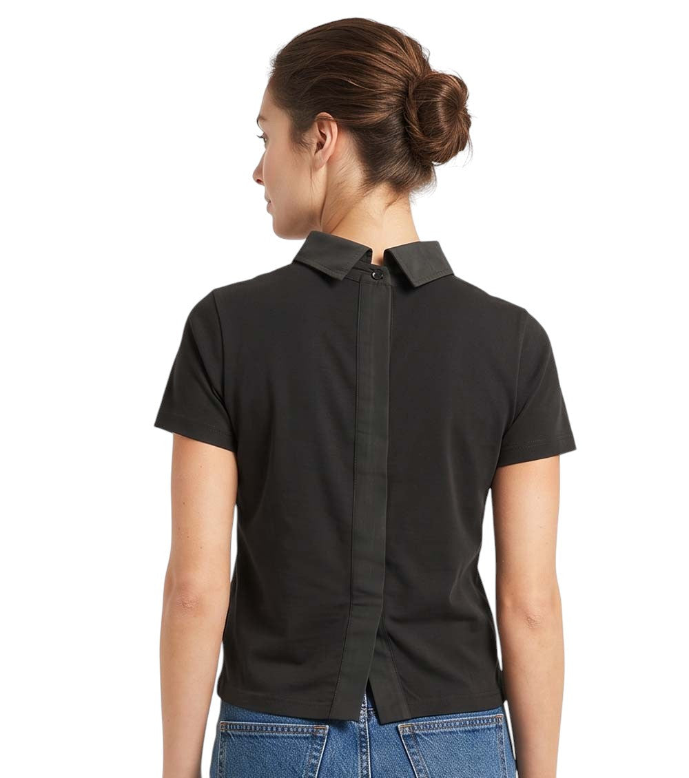 Black Solid Mock Collar T-Shirt 2