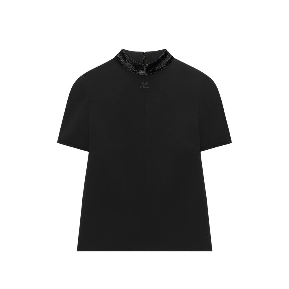 Black Mock Collar T-Shirt 1