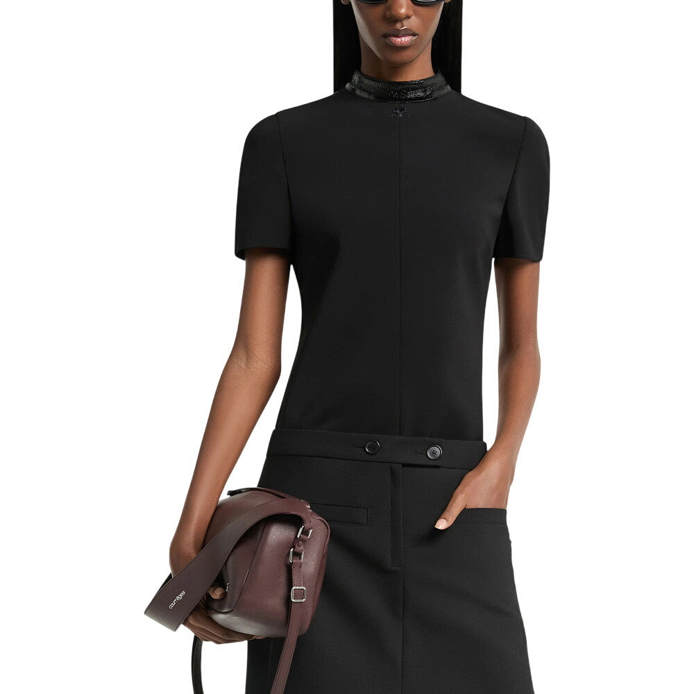 Black Mock Collar T-Shirt 2