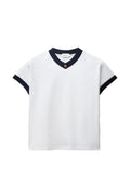 White Logo V Neck T-Shirt 1