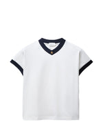 White Logo V Neck T-Shirt 1