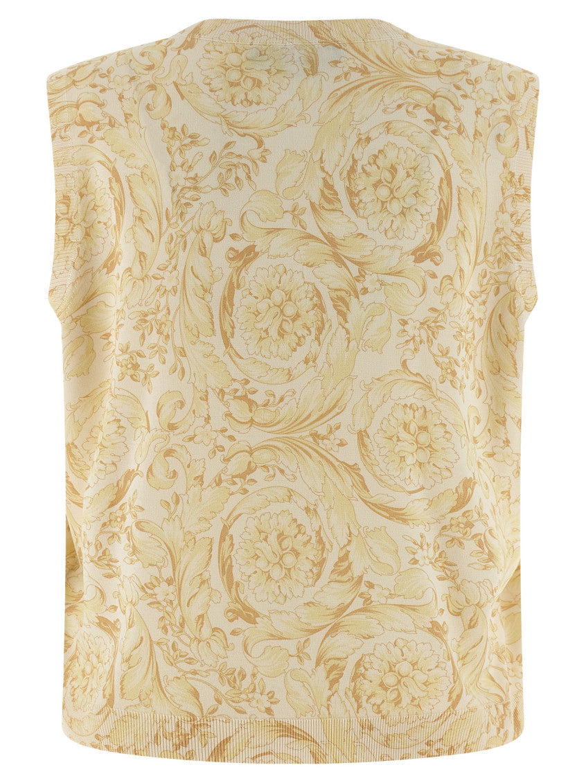 Yellow Printed Crew Neck Top 2