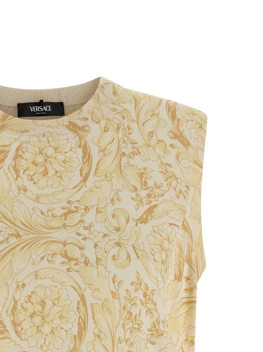 Yellow Printed Crew Neck Top 3