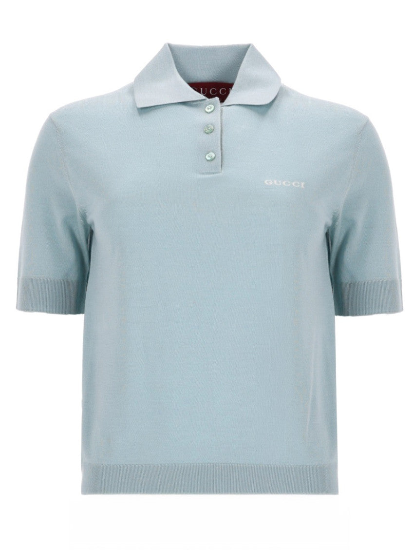 Light Blue Logo Shirt Collar Polo 1