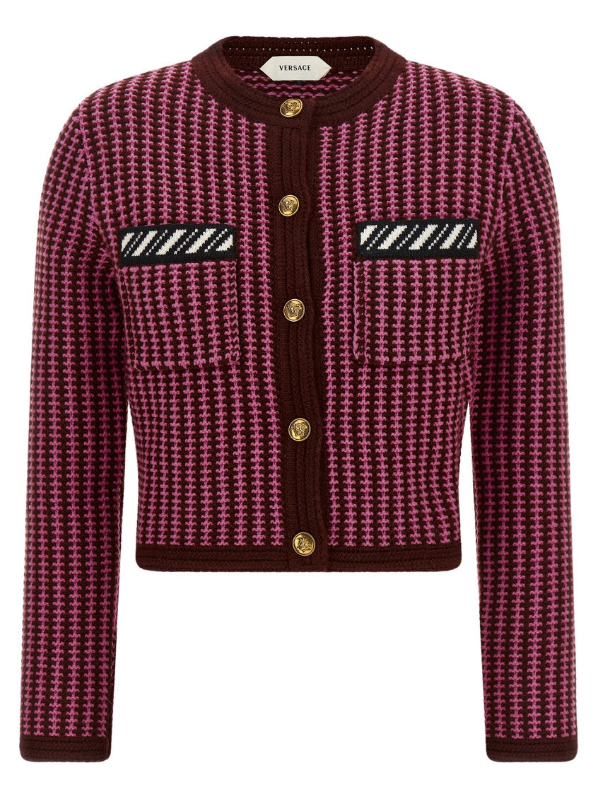 Pink Geometric Round Neck Sweater 1
