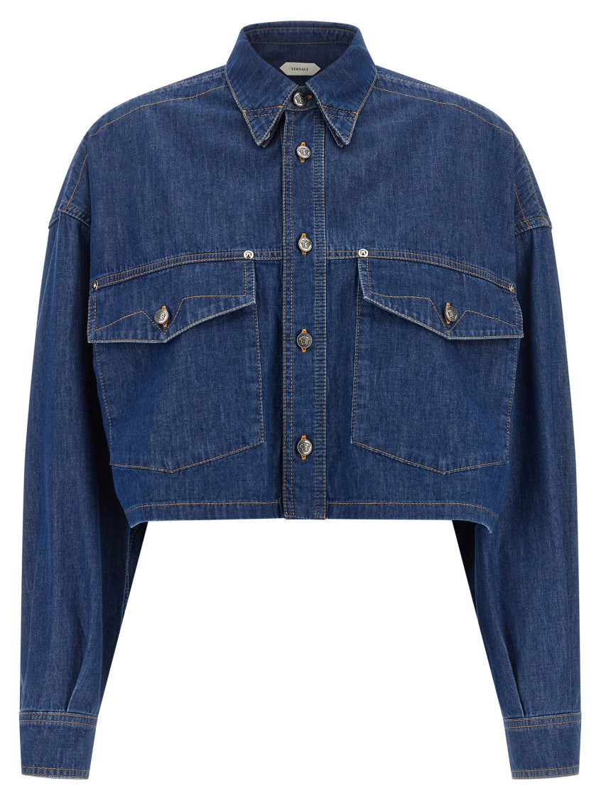 Blue Oversized Cropped Shirt 1
