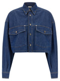 Blue Oversized Cropped Shirt 1