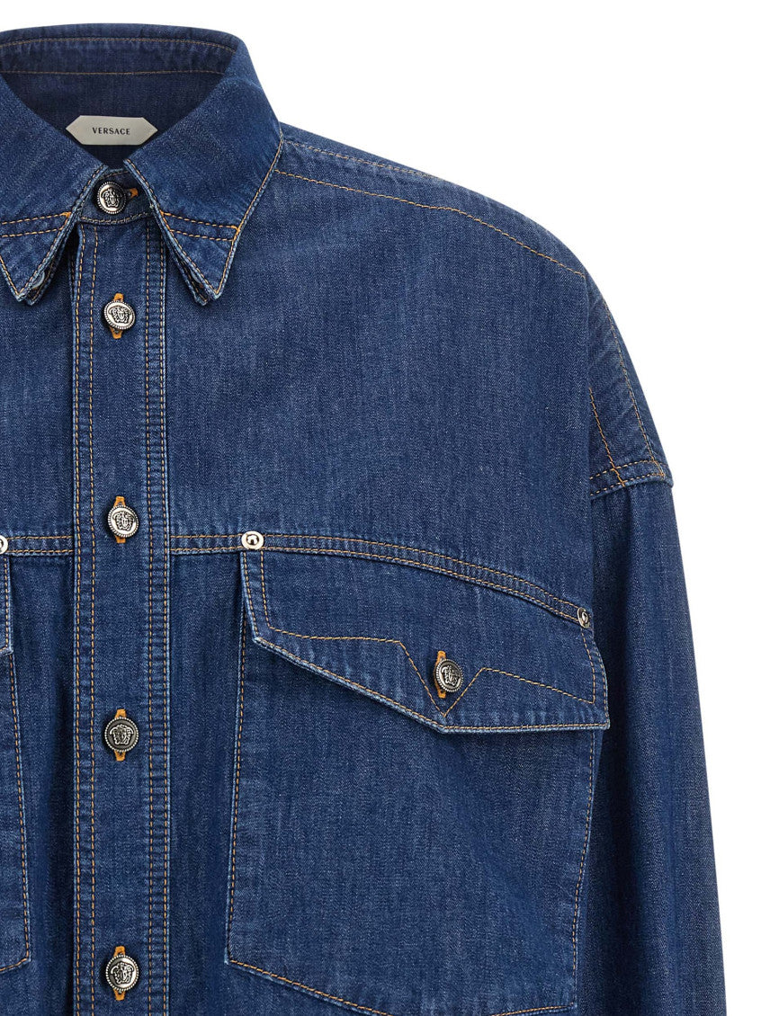 Blue Oversized Cropped Shirt 3