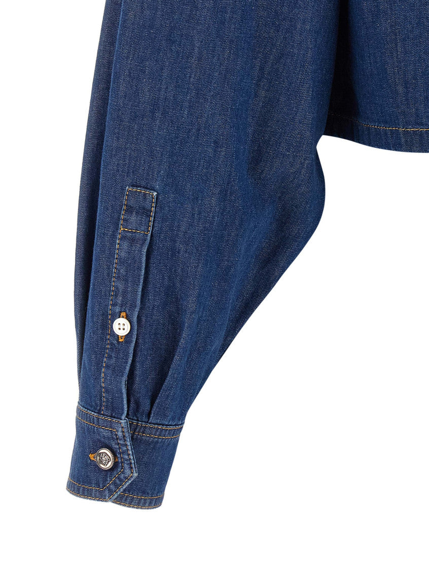 Blue Oversized Cropped Shirt 4