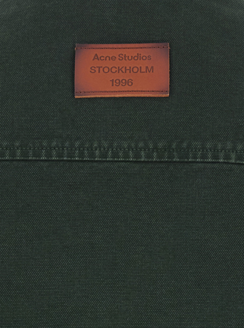 Green Solid Shirt Collar Jacket 4