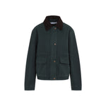 Dark Green Distressed Shirt Collar Jacket 1