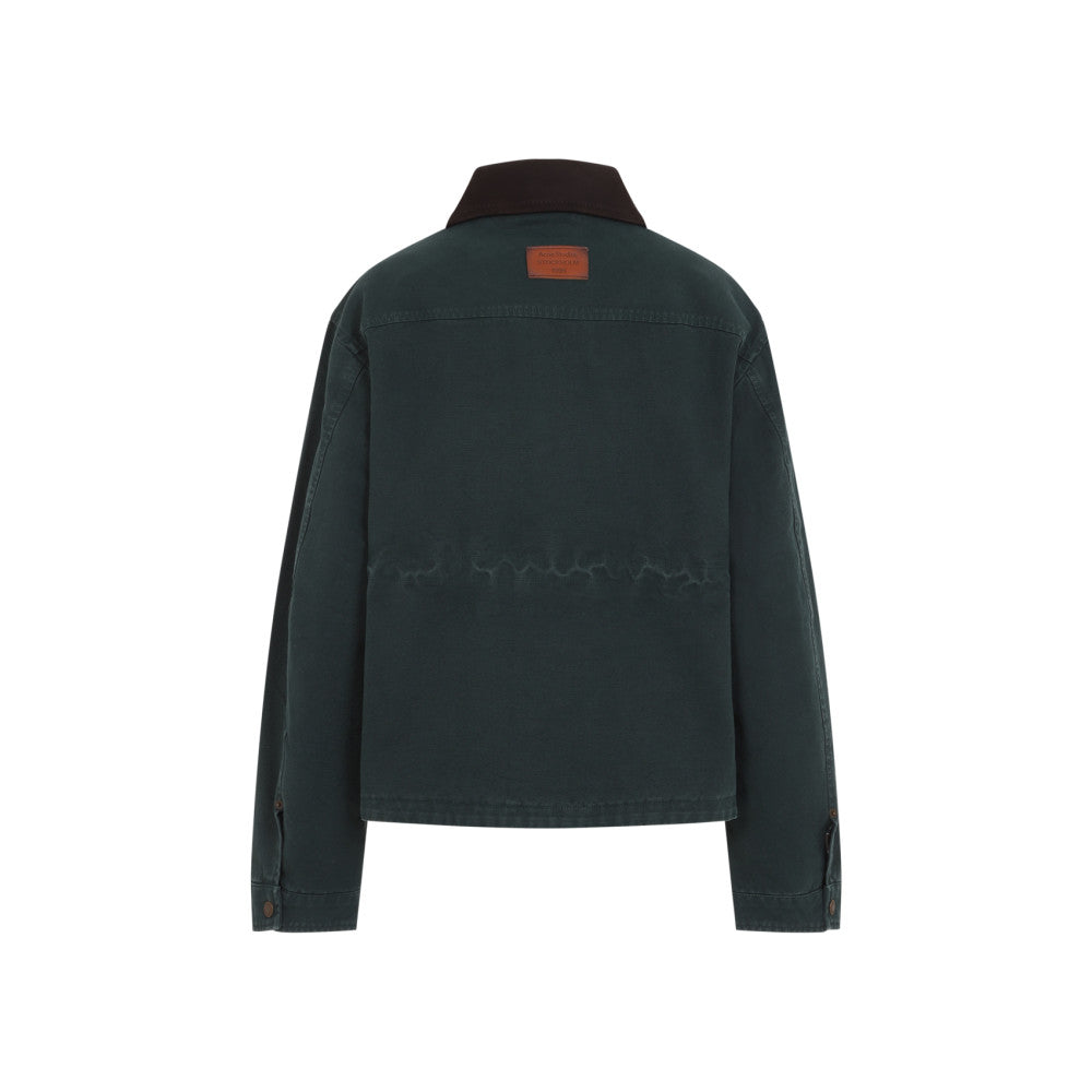 Dark Green Distressed Shirt Collar Jacket 2