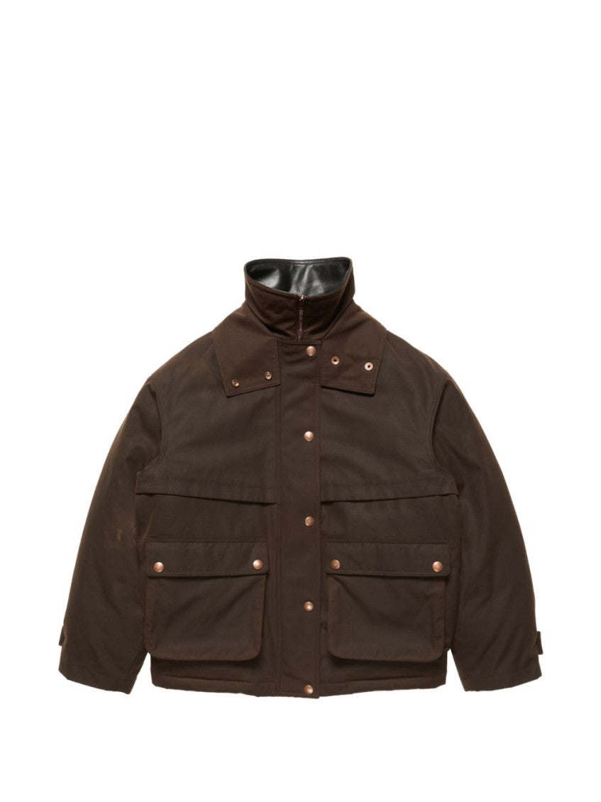 Brown Solid High-Neck Jacket 1
