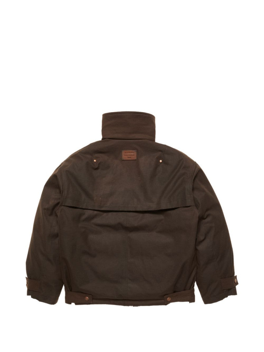 Brown Solid High-Neck Jacket 2