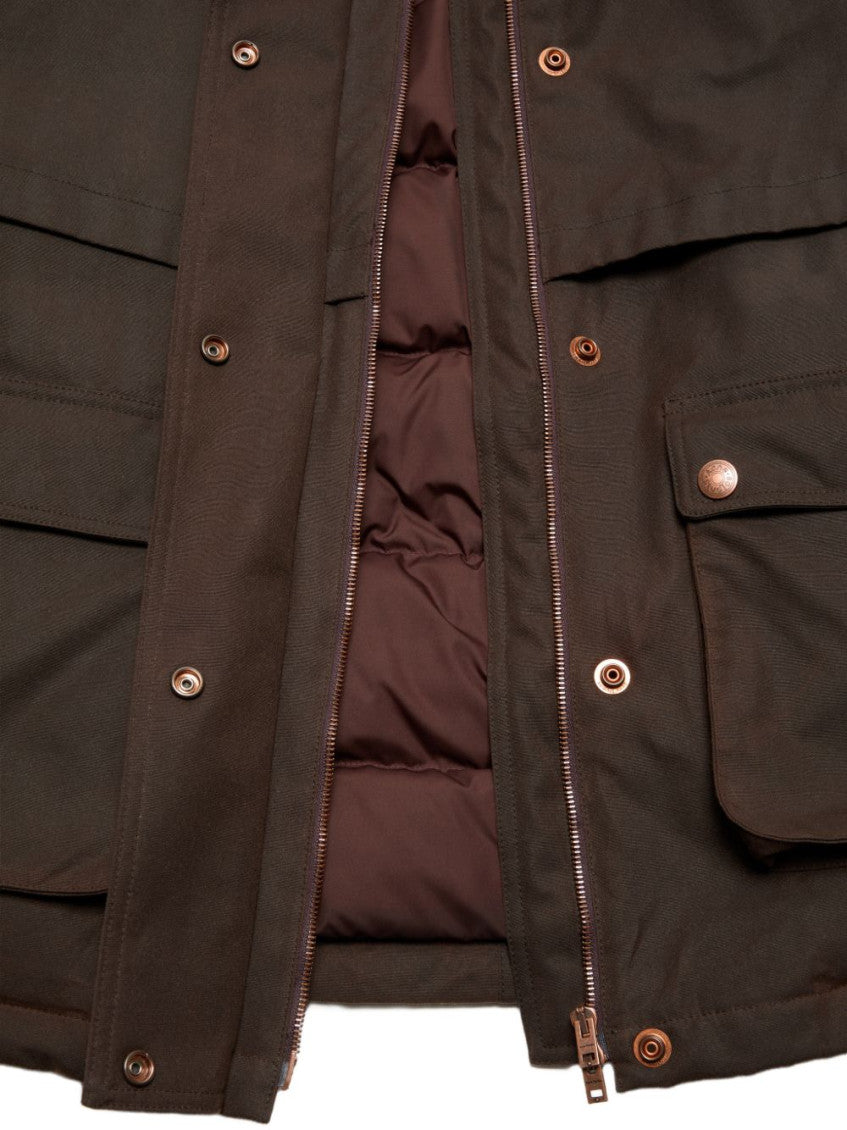 Brown Solid High-Neck Jacket 3