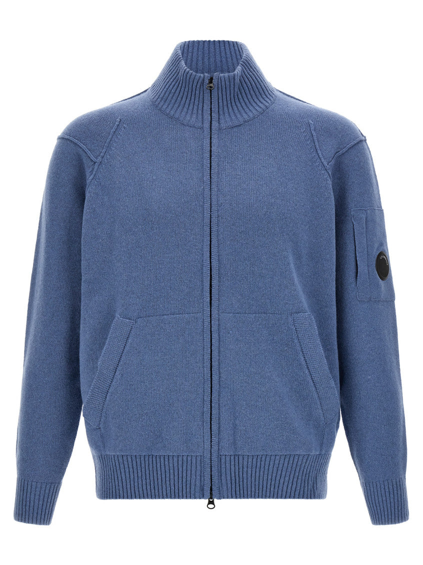 Blue Knitted Zip-Up Cardigan 1