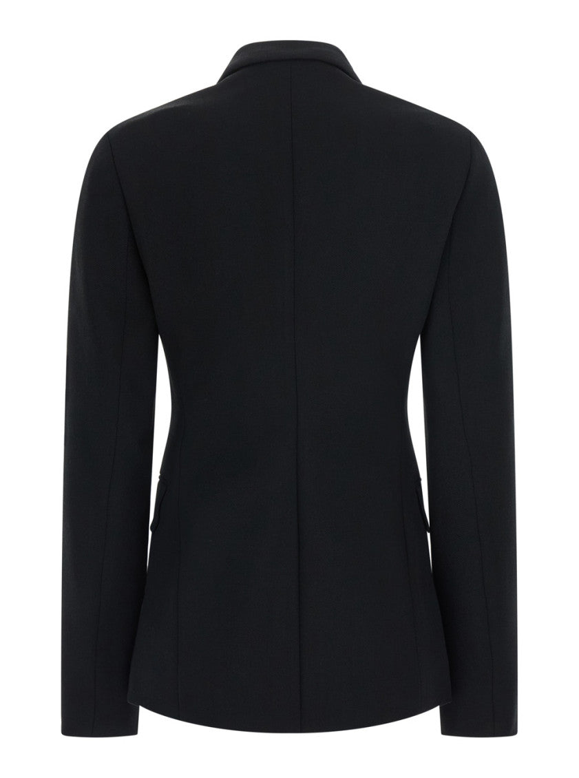 Black Solid Notched Lapel Blazer 2