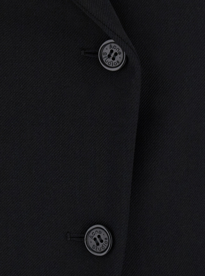 Black Solid Notched Lapel Blazer 3