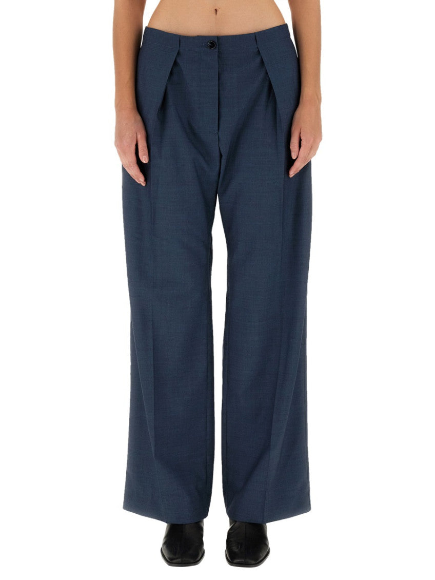Blue Tailored Pleated Pants 1