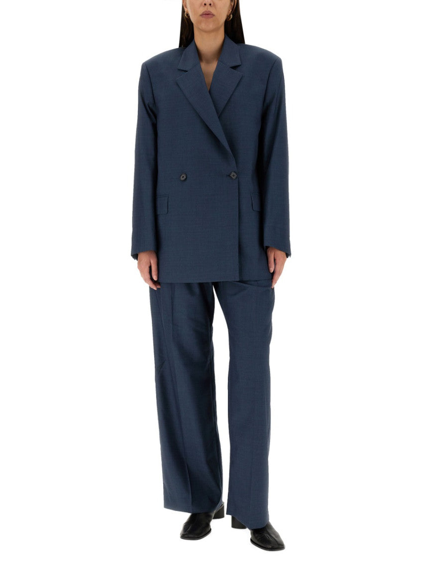 Blue Tailored Pleated Pants 3