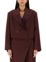 Brown Solid Peaked Lapel Jacket 1