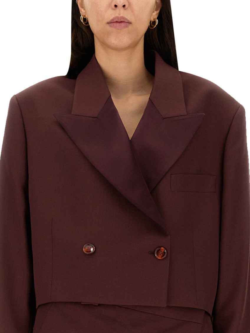 Brown Solid Peaked Lapel Jacket 4