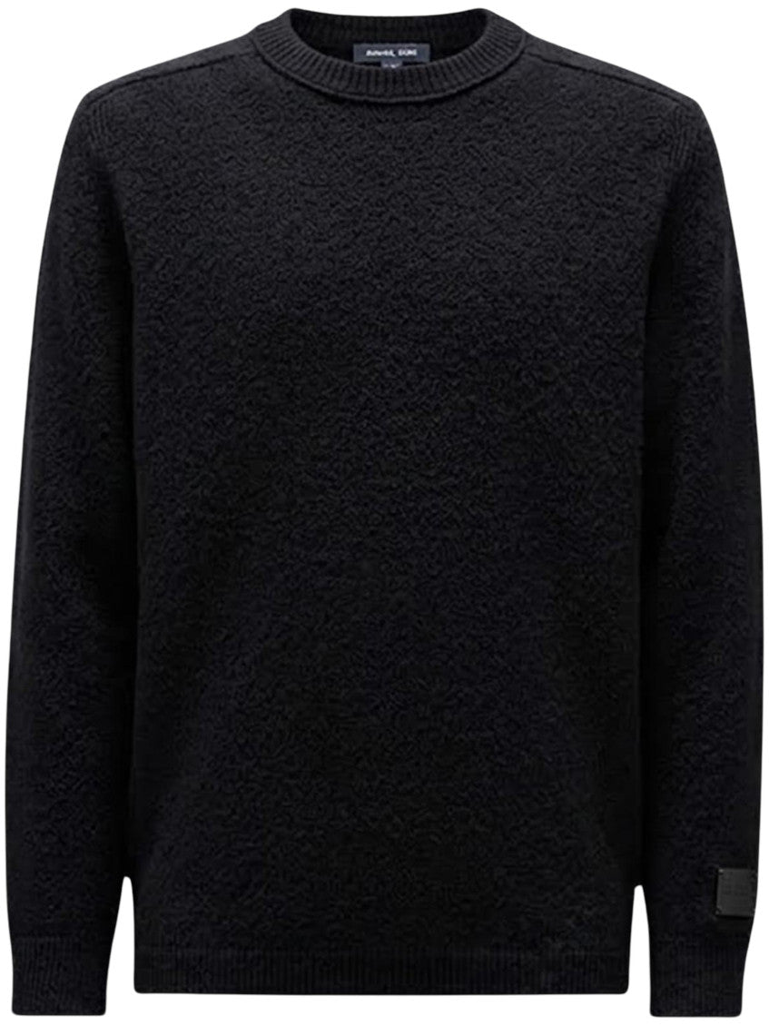 Black Textured Crew Neck Sweater 1