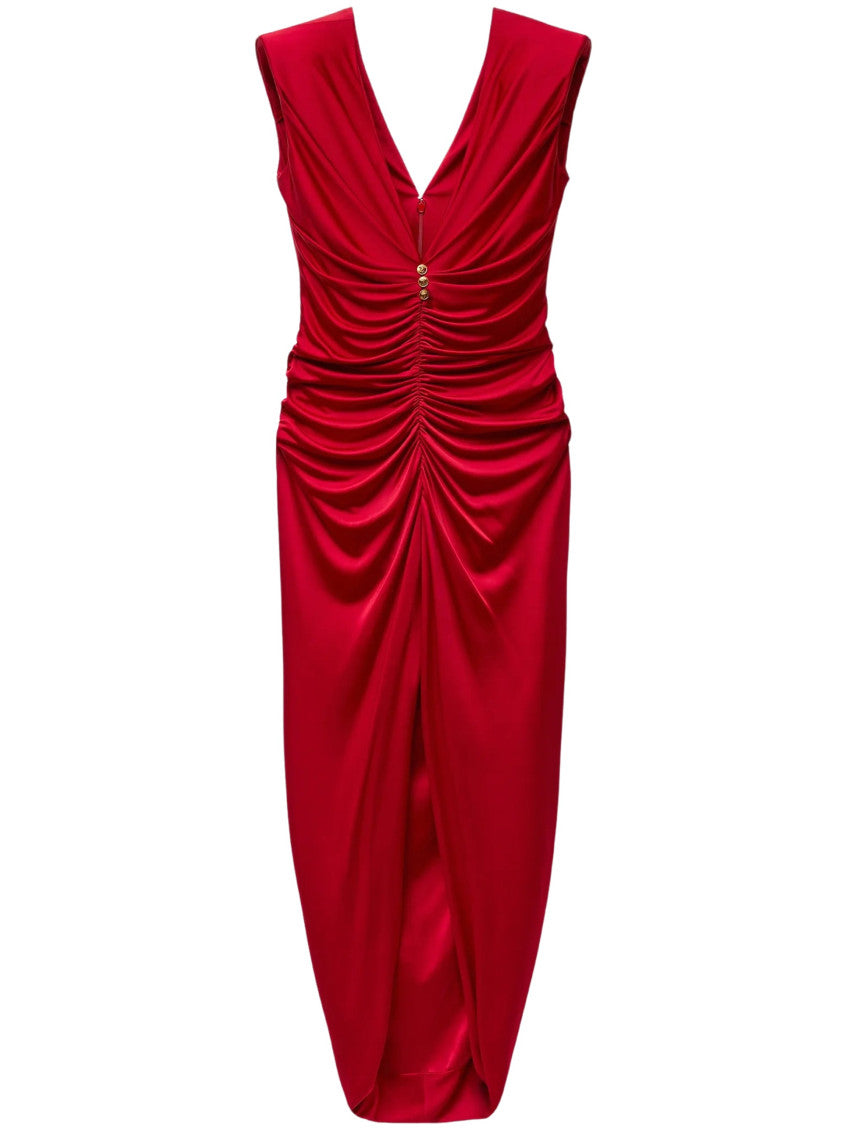 Red V Neck Maxi Dress 1