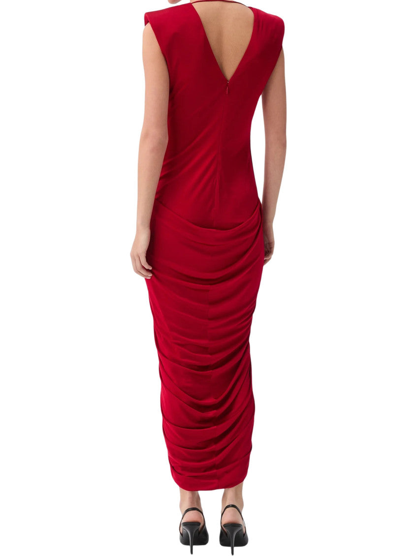 Red V Neck Maxi Dress 3