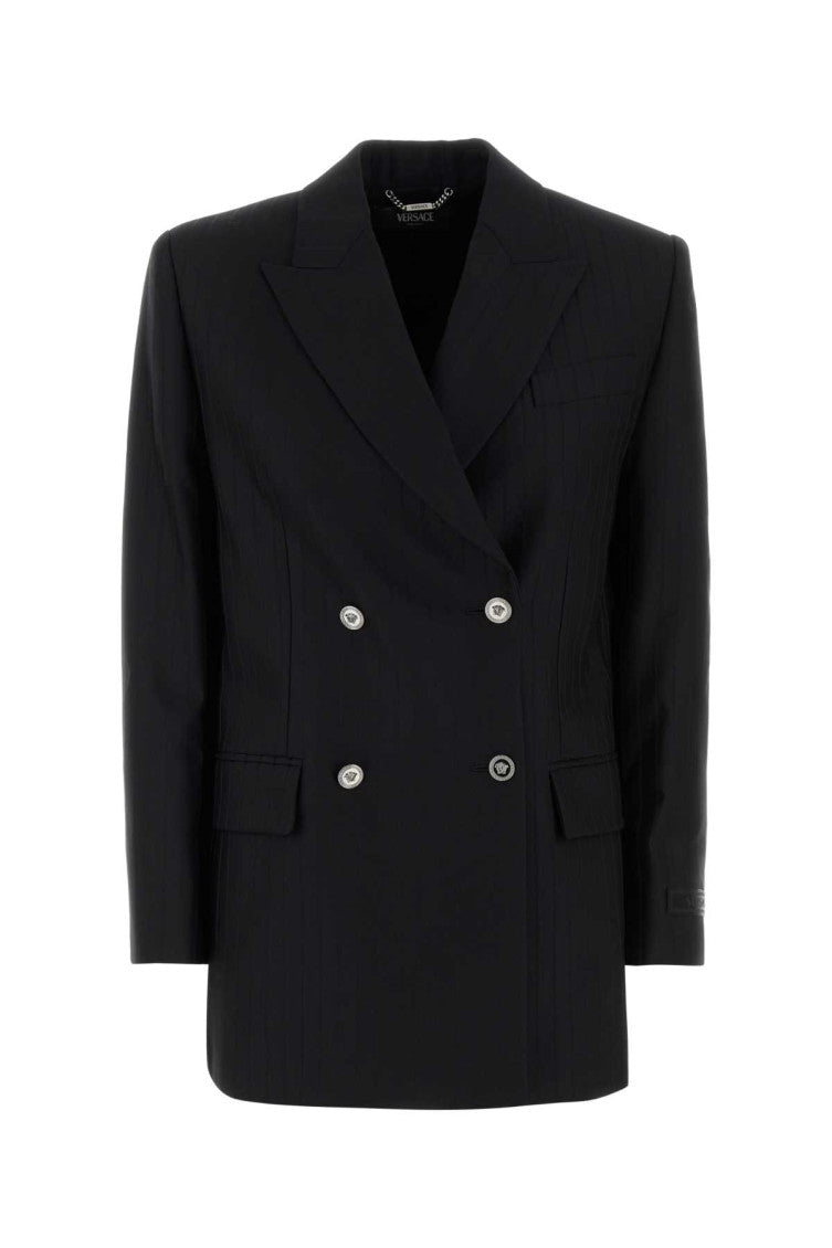 Black Peaked Lapel Blazer 1