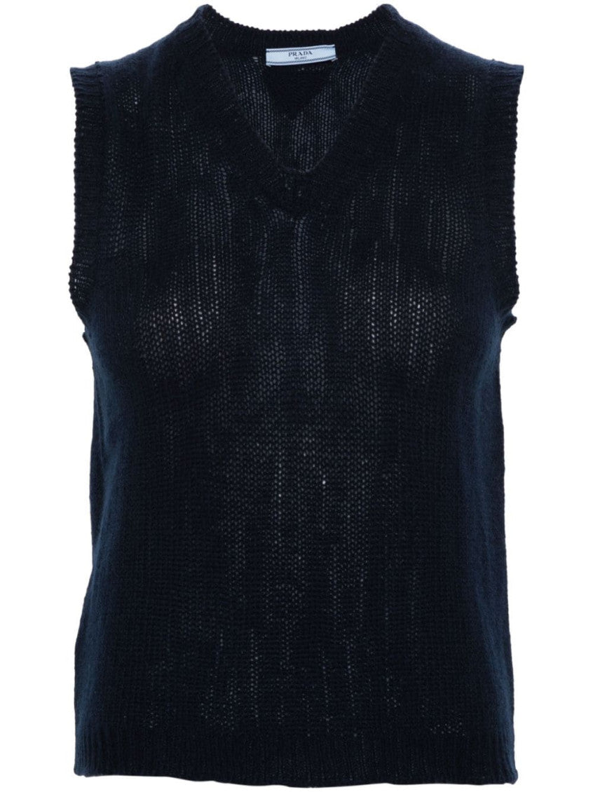 Navy Blue V-neck Wool vest 1