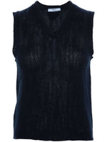 Navy Blue V-neck Wool vest 1