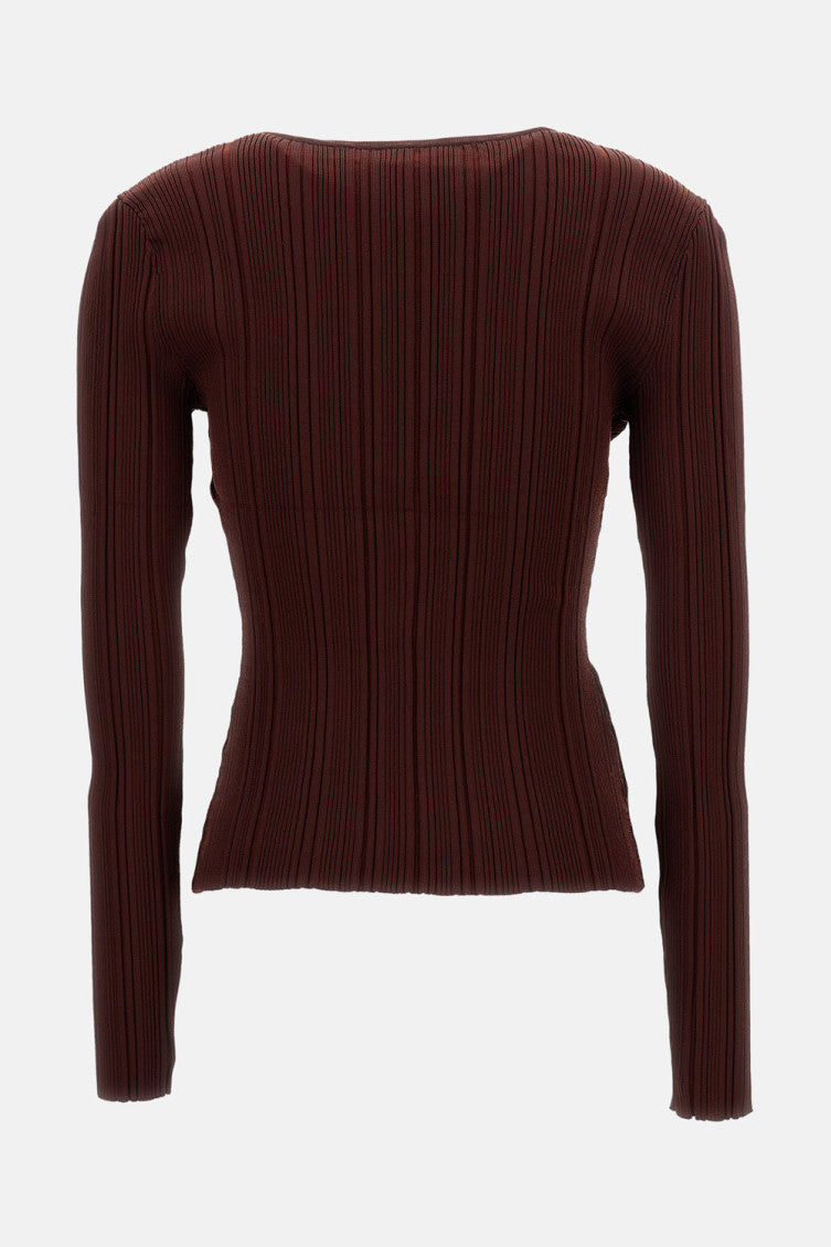 Brown Lace Knit Top 2