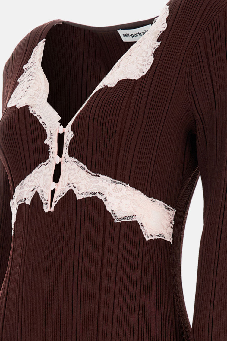 Brown Lace Knit Top 3