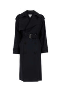 Navy Blue Fine Wool Trench Coat 1