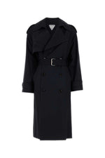 Navy Blue Fine Wool Trench Coat 1