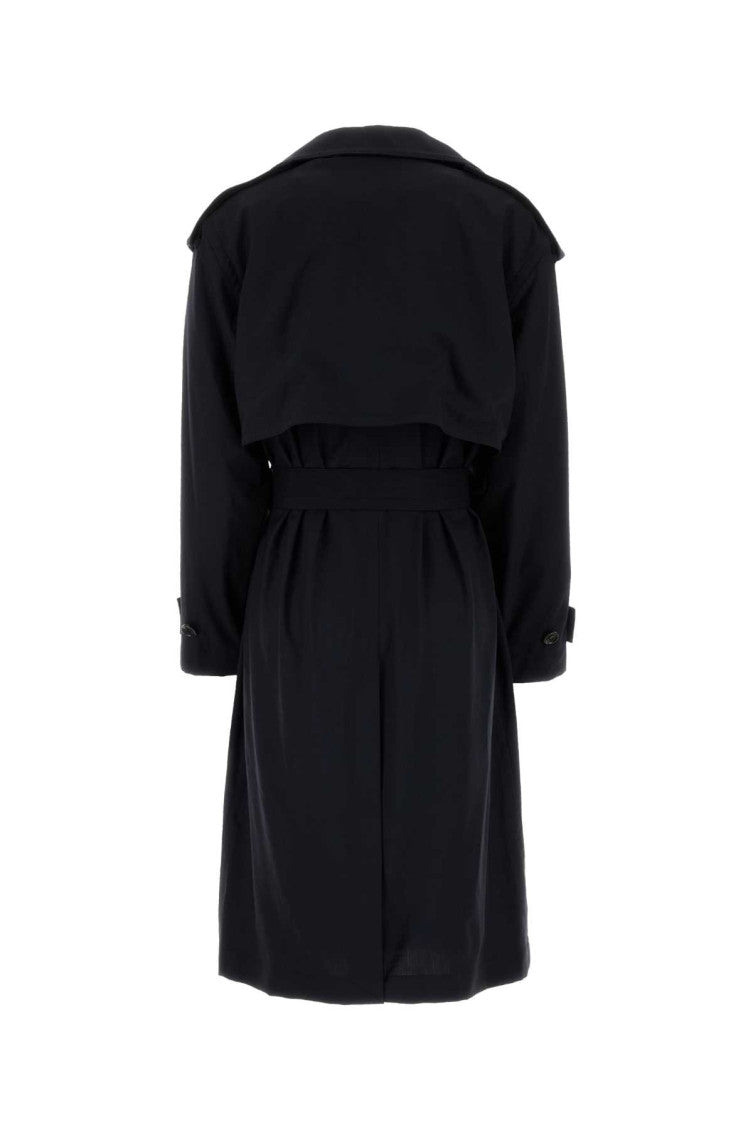 Navy Blue Fine Wool Trench Coat 2