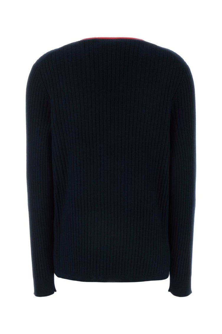 Blue Ribbed Wool Sweater 2
