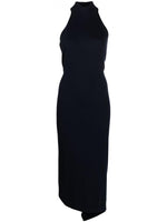 Navy Blue Wool Midi Dress 1