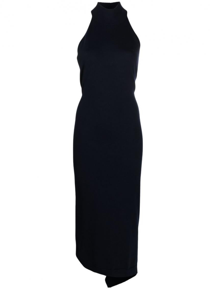 Navy Blue Wool Midi Dress 2