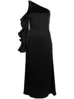Black Black Ruffle Detail Midi Dress 1