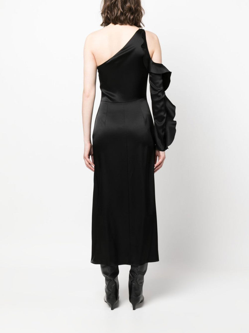 Black Black Ruffle Detail Midi Dress 5