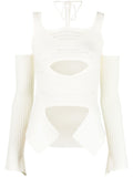 White Off White Knit Ribbed Top 1