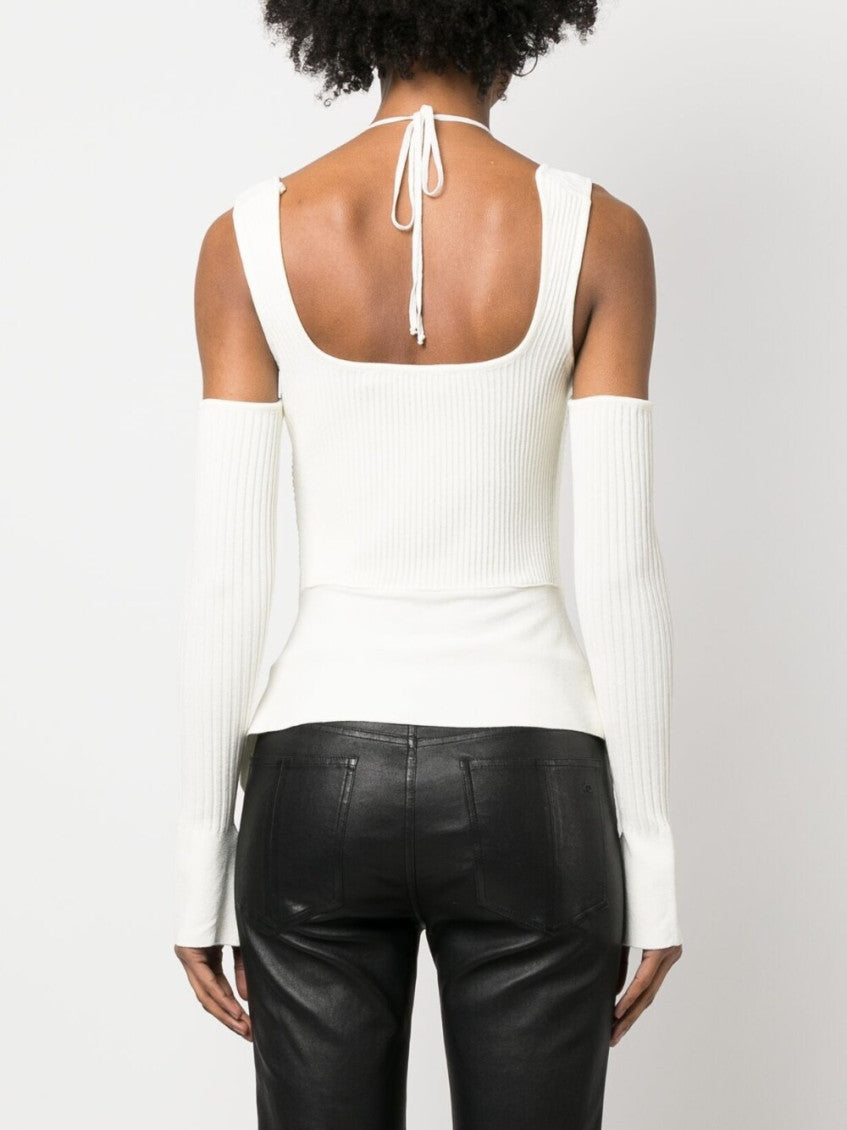 White Off White Knit Ribbed Top 2