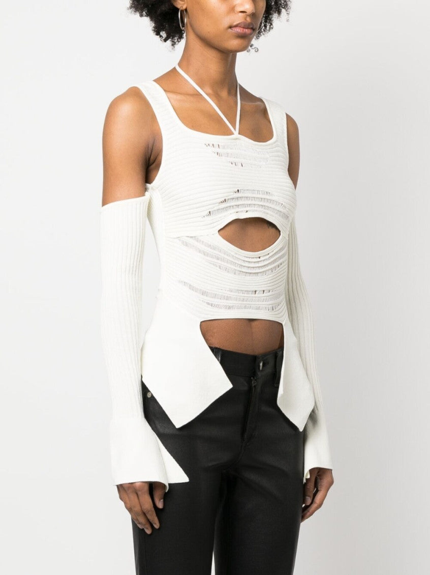 White Off White Knit Ribbed Top 3