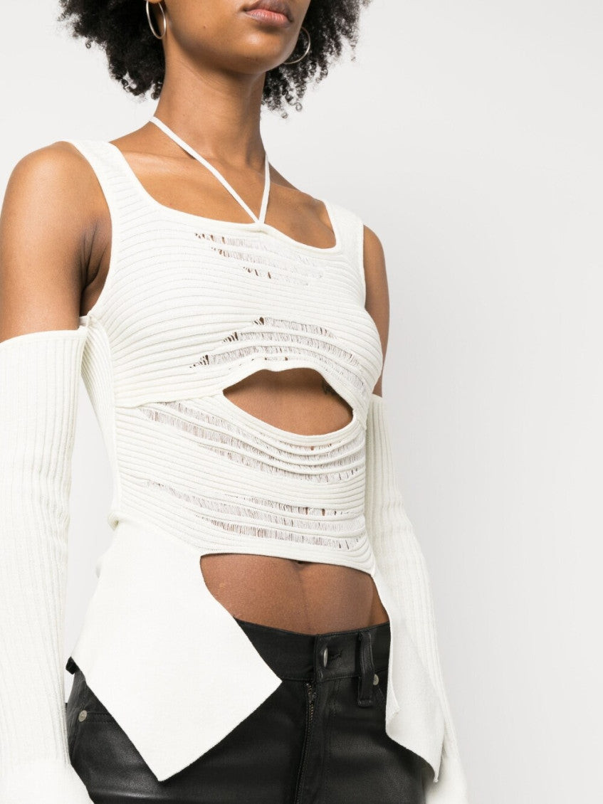 White Off White Knit Ribbed Top 5