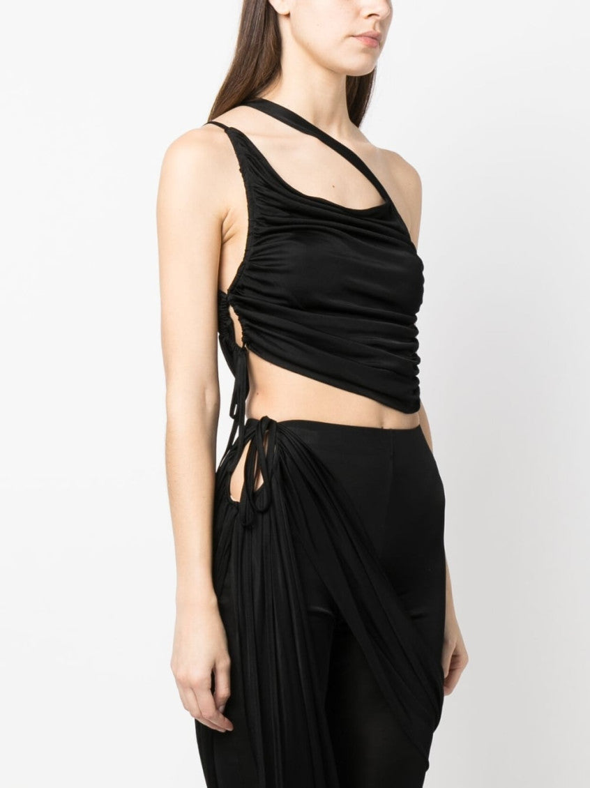 Black one-shoulder draped top 2