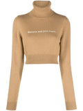 Brown Cropped High Neck Sweater 1