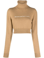 Brown Cropped High Neck Sweater 1